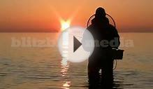 Stock Footage Europe Germany Baltic Sea Sunset Fishing