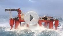 VIDEO: Huge Waves Crash Against Swaying North Sea Oil Rig